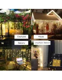 Instalatie solara franjuri, turturi ingali, lungime12m , 300 led-uri , alb cald