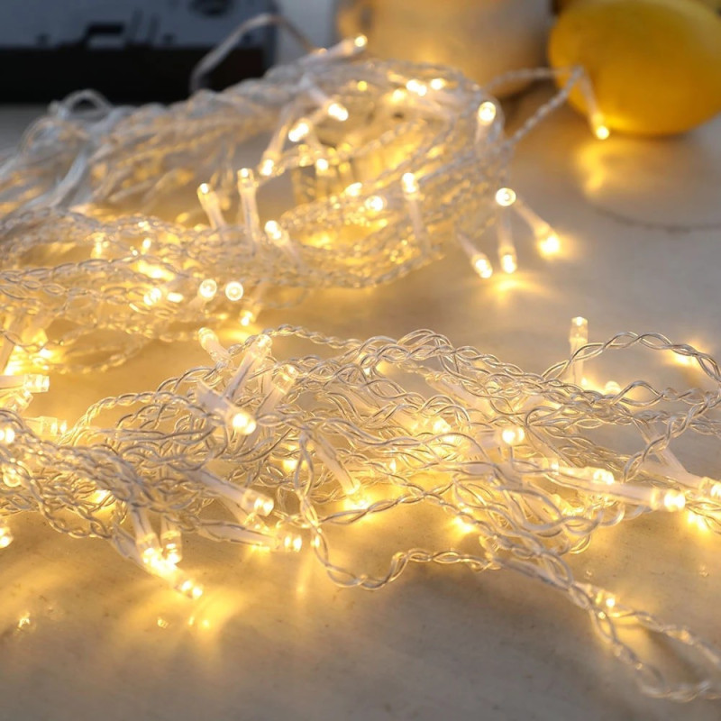 Instalatie solara franjuri, turturi ingali, lungime12m , 300 led-uri , alb cald