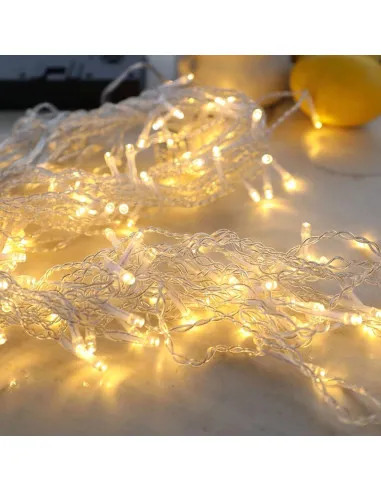 Instalatie solara franjuri, turturi ingali, lungime12m , 300 led-uri , alb cald