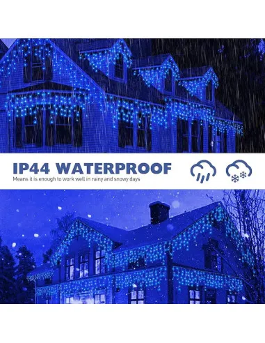 Instalatie perdea tip turturi pentru Craciun, 25m, 500 led, Flash, Fir Alb, Led, IP44, Interconectabila, Perdea, Franjuri