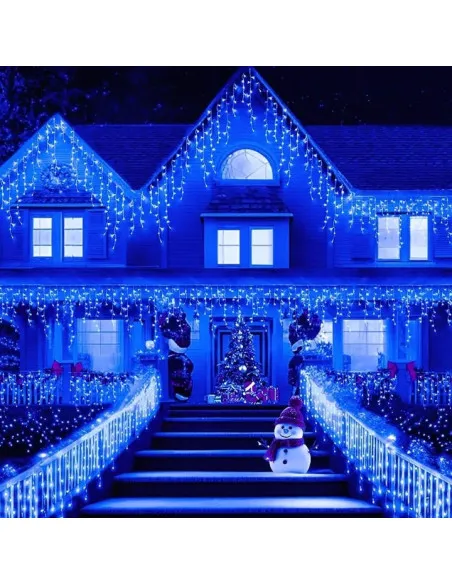 Instalatie perdea tip turturi pentru Craciun, 25m, 500 led, Flash, Fir Alb, Led, IP44, Interconectabila, Perdea, Franjuri