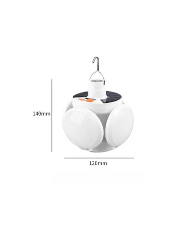 Lampa solara, pliabila, prindere carlig cu 5 moduri de iluminare culoare alb