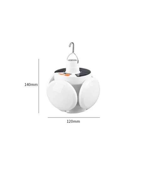 Lampa solara, pliabila, prindere carlig cu 5 moduri de iluminare culoare alb