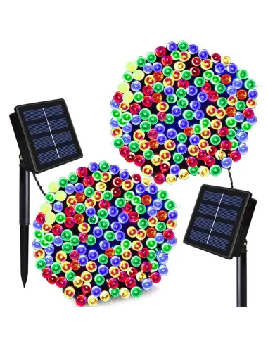 Set 2 x Instalatie LED pentru exterior cu incarcare solara, multicolor