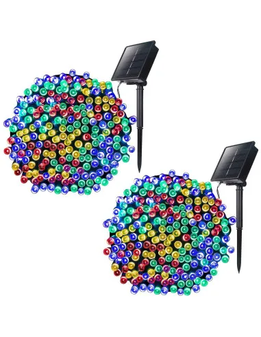Set 2 x Instalatie LED pentru exterior cu incarcare solara, multicolor