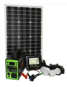 Kit sistem solar GD-150L , Invertor 220V 150W, Panou fotovoltaic 40W, cu 4 Becuri si Proiector LED 2