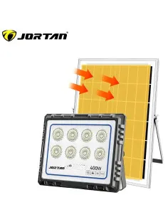Proiector LED 400W cu panou solar, exterior IP 66, telecomanda, Jortan 2021