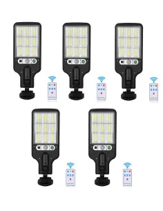 Set 5 x Lampi Solare de Perete cu 72 LED-uri, 50W, 3 Moduri de Functionare, Telecomanda, Senzor de Miscare si Lumina