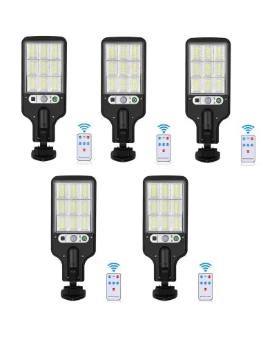 Set 5 x Lampi Solare de Perete cu 72 LED-uri, 50W, 3 Moduri de Functionare, Telecomanda, Senzor de Miscare si Lumina