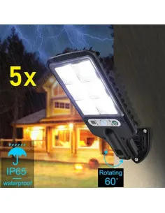 Set 5 x Lampi Solare de Perete cu 72 LED-uri, 50W, 3 Moduri de Functionare, Telecomanda, Senzor de Miscare si Lumina 2