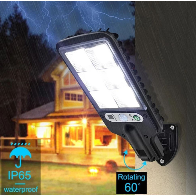 Set 5 x Lampi Solare de Perete cu 72 LED-uri, 50W, 3 Moduri de Functionare, Telecomanda, Senzor de Miscare si Lumina