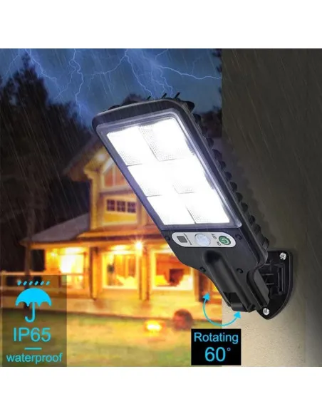 Set 5 x Lampi Solare de Perete cu 72 LED-uri, 50W, 3 Moduri de Functionare, Telecomanda, Senzor de Miscare si Lumina