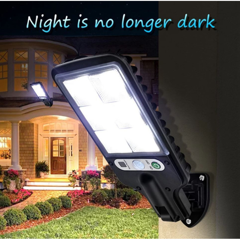Set 5 x Lampi Solare de Perete cu 72 LED-uri, 50W, 3 Moduri de Functionare, Telecomanda, Senzor de Miscare si Lumina
