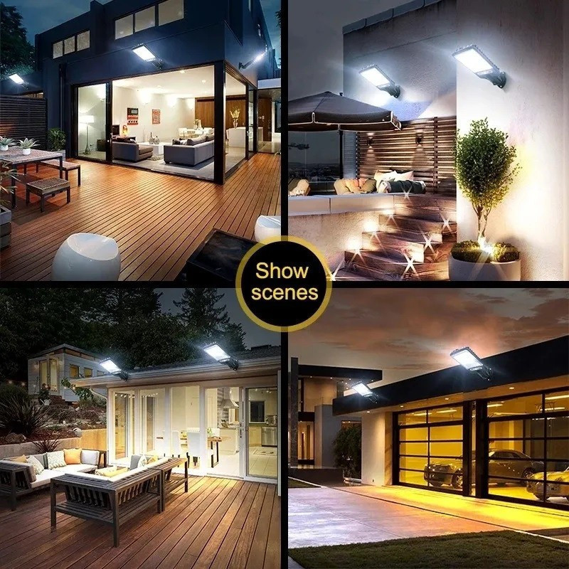 Set 5 x Lampi Solare de Perete cu 72 LED-uri, 50W, 3 Moduri de Functionare, Telecomanda, Senzor de Miscare si Lumina