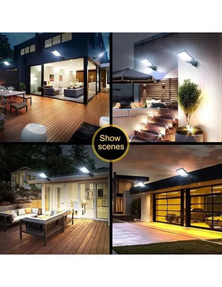 Set 5 x Lampi Solare de Perete cu 72 LED-uri, 50W, 3 Moduri de Functionare, Telecomanda, Senzor de Miscare si Lumina