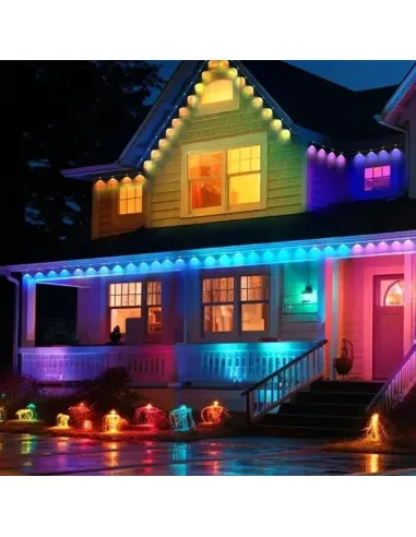 Instalatie sir pentru streasina cu 20 led-uri pixel, impermeabila, 15m, Ip44