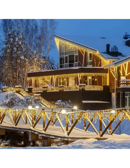 Instalatie premium tip franjuri/turturi cu flash, 35m, 650led-uri, exterior/ interior, fir alb gros, interconectabila