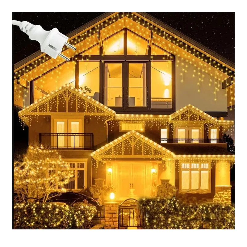 Instalație LED Exterior Premium 23.5m – 500 LED Franjuri/Turturi cu Flash