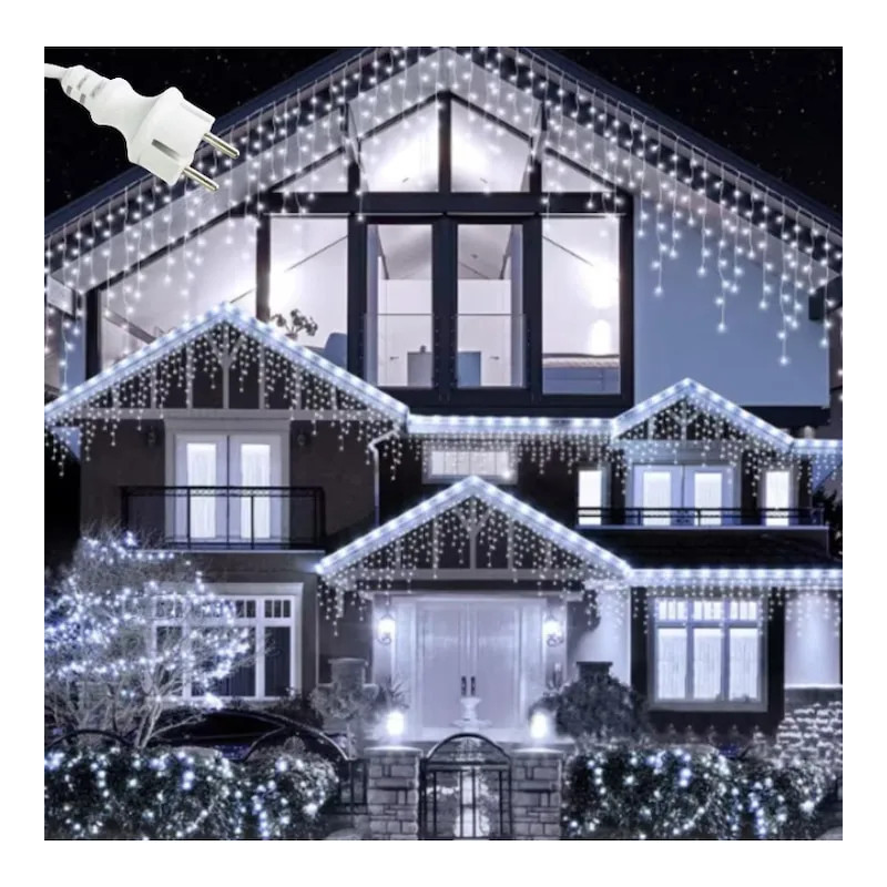 Instalație LED Exterior Premium 23.5m – 500 LED Franjuri/Turturi cu Flash