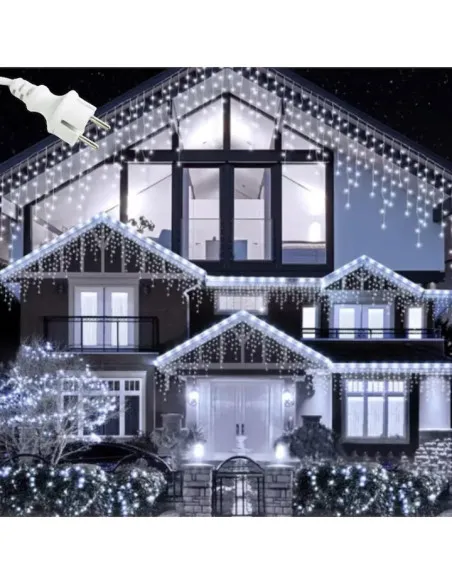 Instalație LED Exterior Premium 23.5m – 500 LED Franjuri/Turturi cu Flash