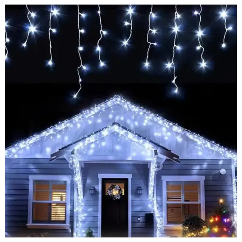Instalație LED Exterior Premium 23.5m – 500 LED Franjuri/Turturi cu Flash