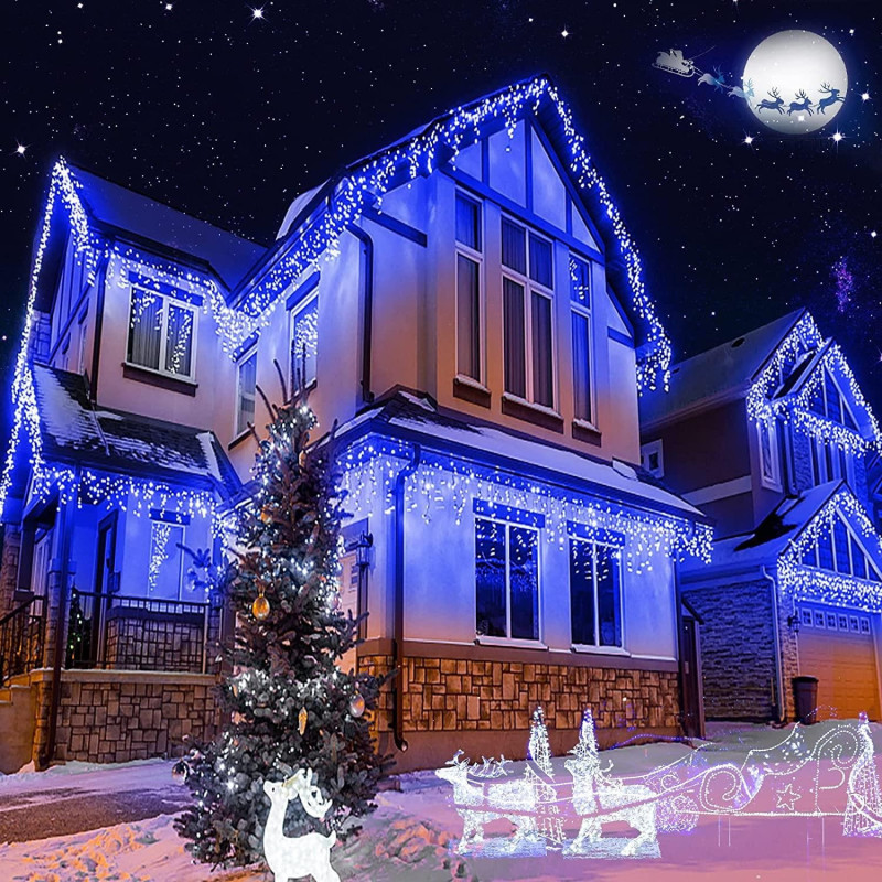 Instalație LED Exterior Premium 23.5m – 500 LED Franjuri/Turturi cu Flash