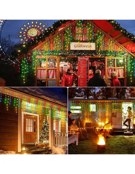 Instalație LED Exterior Premium 23.5m – 500 LED Franjuri/Turturi cu Flash