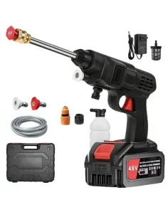 Pistol de spalat cu presiune, 8L/min, cu acumulator de 48Vf, trusa plastic