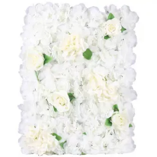 Panou Floral Decorativ cu Flori Artificiale Albe și Frunze, 40x60 cm 2