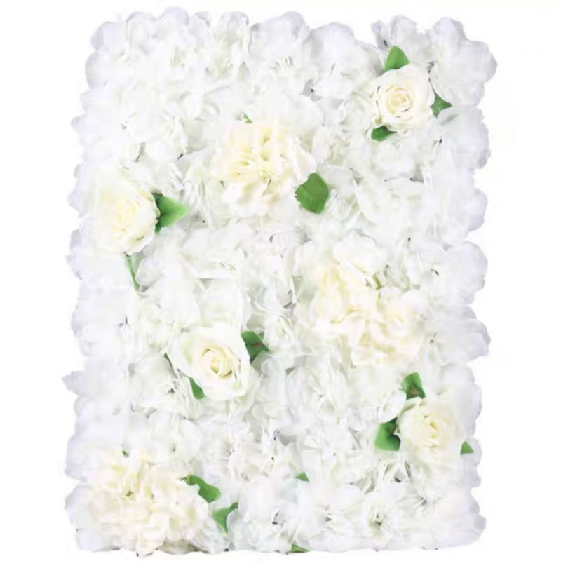 Panou Floral Decorativ cu Flori Artificiale Albe și Frunze, 40x60 cm