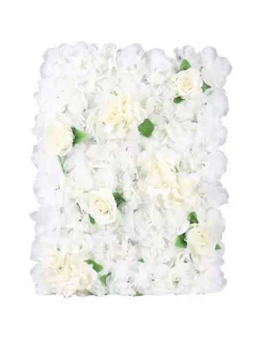 Panou Floral Decorativ cu Flori Artificiale Albe și Frunze, 40x60 cm