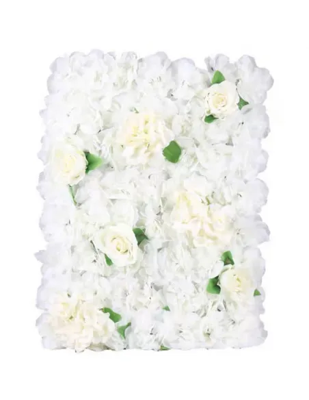 Panou Floral Decorativ cu Flori Artificiale Albe și Frunze, 40x60 cm
