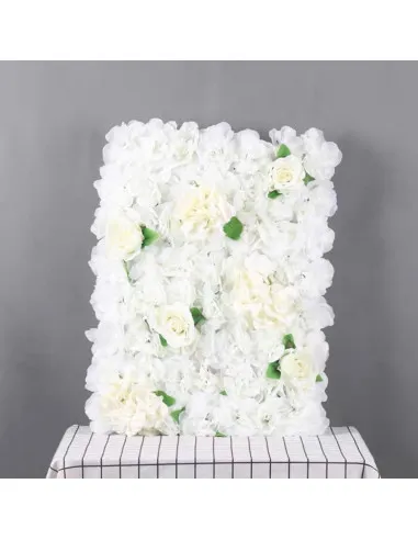 Panou Floral Decorativ cu Flori Artificiale Albe și Frunze, 40x60 cm