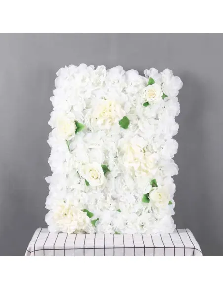 Panou Floral Decorativ cu Flori Artificiale Albe și Frunze, 40x60 cm