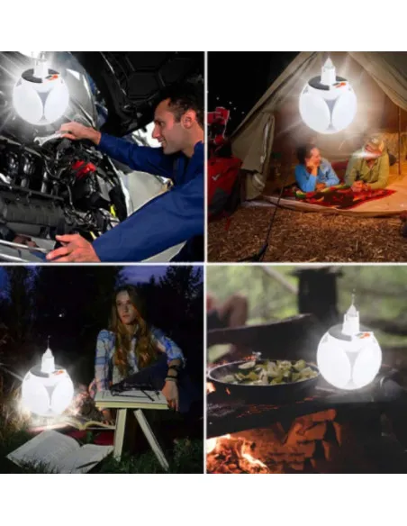 Lampa solara, pliabila, prindere carlig cu 5 moduri de iluminare culoare alb