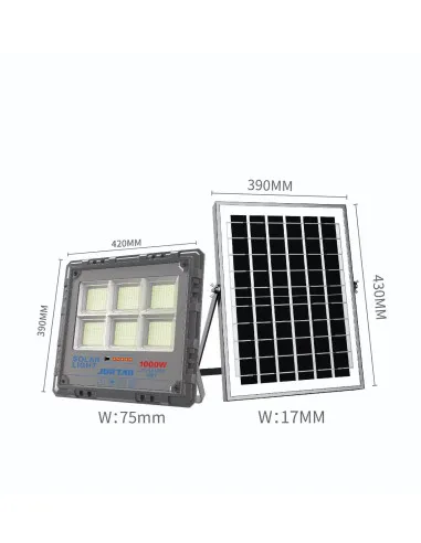 Proiector Solar LED Jortan 800W/ 1000W, Senzor de Mișcare, Telecomandă, IP66, 9000 lm
