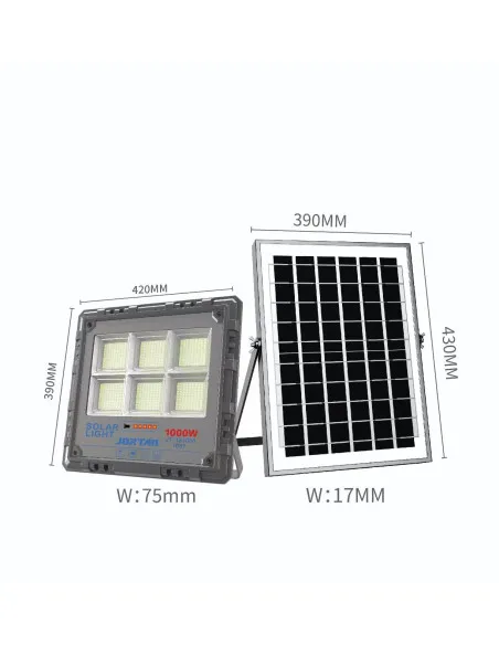 Proiector Solar LED Jortan 800W/ 1000W, Senzor de Mișcare, Telecomandă, IP66, 9000 lm