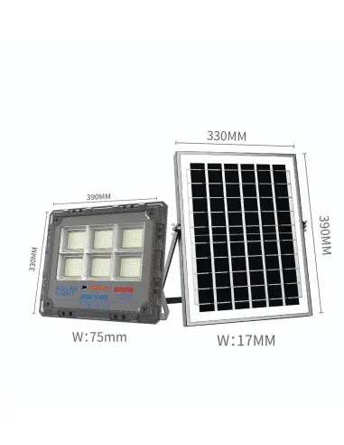 Proiector Solar LED Jortan 800W/ 1000W, Senzor de Mișcare, Telecomandă, IP66, 9000 lm