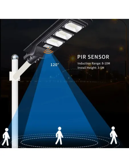 Lampa solara clasica JORTAN 50W/100W/150W/200W/ 250W/300W cu telecomanda si senzor de lumina