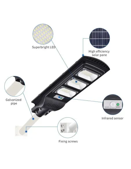Lampa solara clasica JORTAN 50W/100W/150W/200W/ 250W/300W cu telecomanda si senzor de lumina