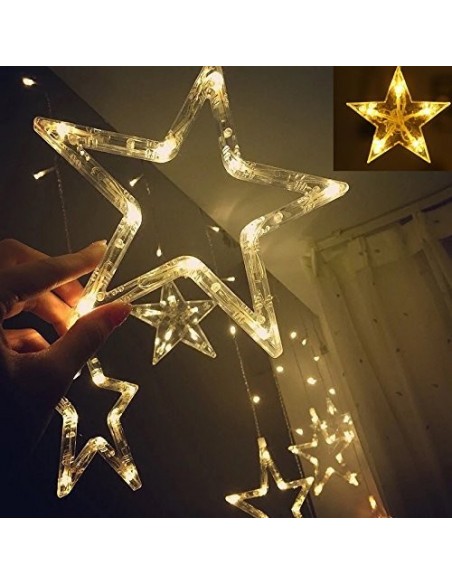 Instalatie Craciun - perdea luminoasa ploaie 12 stele