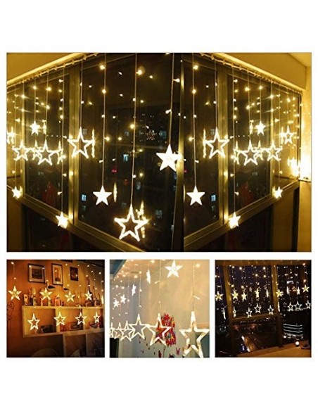 Instalatie Craciun - perdea luminoasa ploaie 12 stele