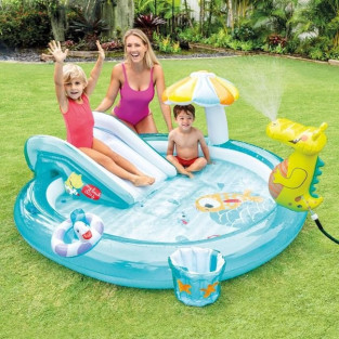 Piscina gonflabila copii cu tobogan si fantana arteziana 2