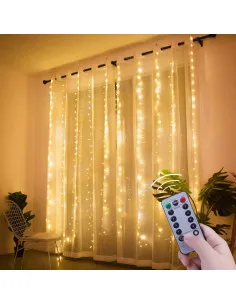 Instalație Perdea LED 3x3M, 300 LED, Alb Cald, 8 Jocuri lumini