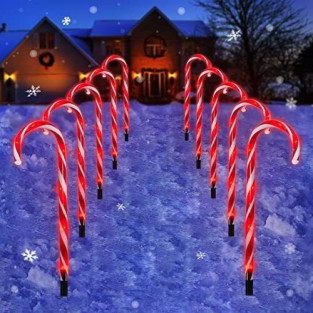 Set 5 decoratiuni luminoase solare pentru Craciun, Acadele, pentru exterior, incarcare solara