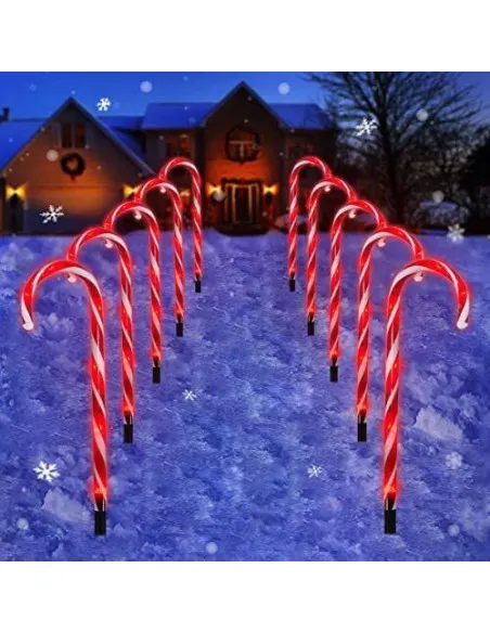 Set 5 decoratiuni luminoase solare pentru Craciun, Acadele, pentru exterior, incarcare solara
