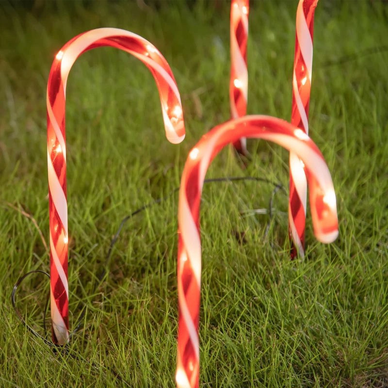 Set 5 decoratiuni luminoase solare pentru Craciun, Acadele, pentru exterior, incarcare solara