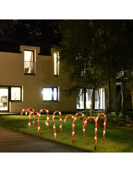 Set 5 decoratiuni luminoase solare pentru Craciun, Acadele, pentru exterior, incarcare solara