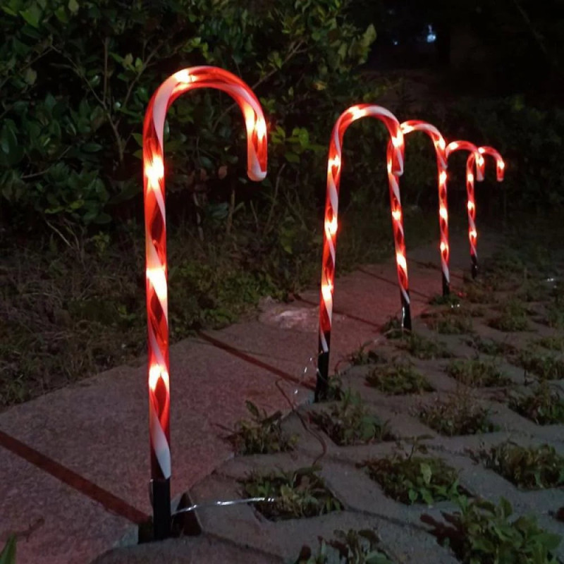 Set 5 decoratiuni luminoase solare pentru Craciun, Acadele, pentru exterior, incarcare solara