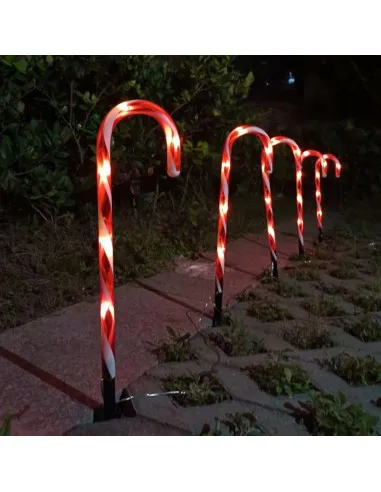 Set 5 decoratiuni luminoase solare pentru Craciun, Acadele, pentru exterior, incarcare solara